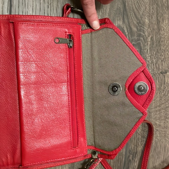 Red Leather Clutch With Aztec Print Embroidery - Picture 4 of 8